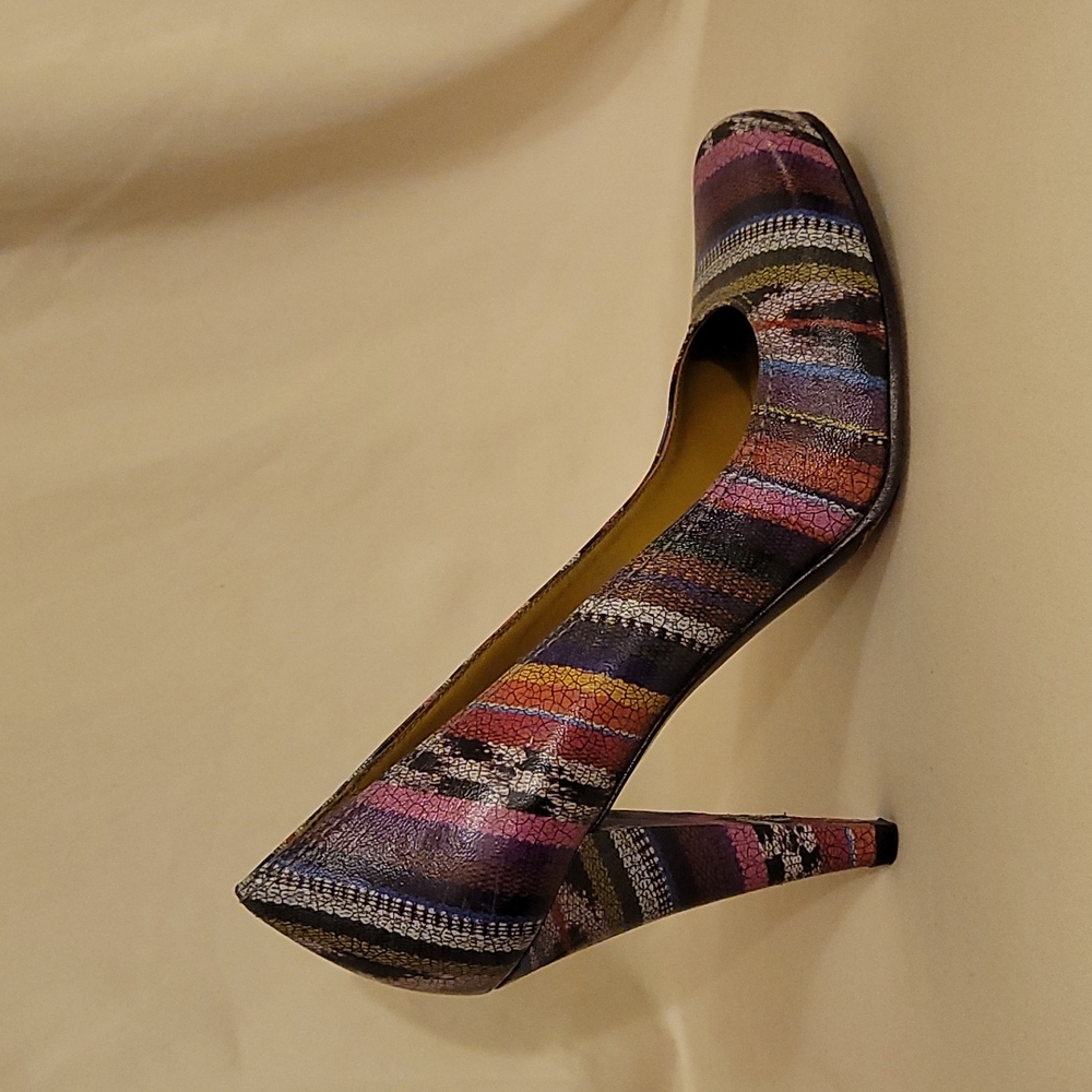 Vince Camuto Rainbow Stripe Southwestern Heels
